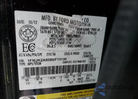 2013 Ford Expedition El Limited from USA, damaged, VIN 1FMJK2A50DEF13130